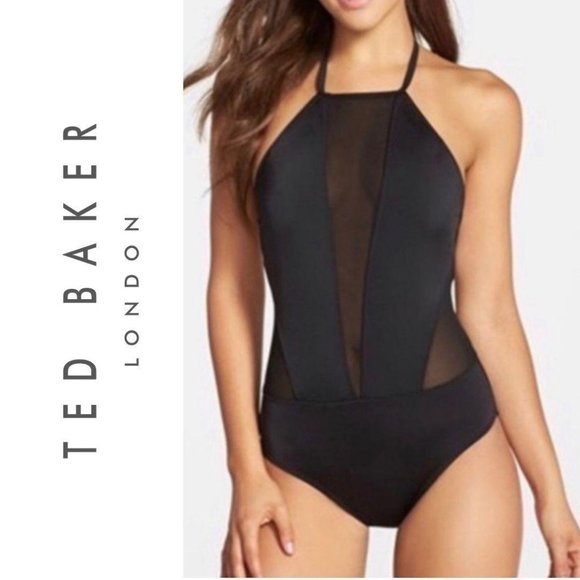 NWT TED BAKER Mech Mesh Panel 1-PC Swimsuit Black - Picture 4 of 4